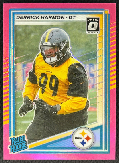 Derrick Harmon 2025 Donruss Optic Rated Rookie Preview Pink Steelers Sports Trading Cards