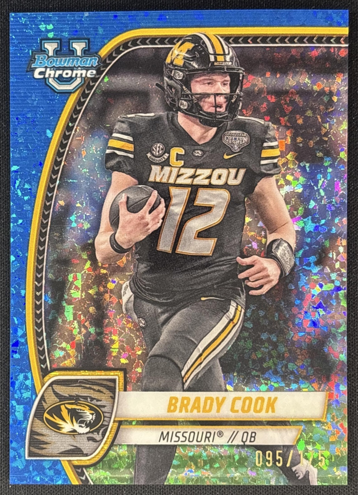 Brady Cook 2024 Bowman Chrome University Blue Mini Diamond Refractor /175 Tigers front