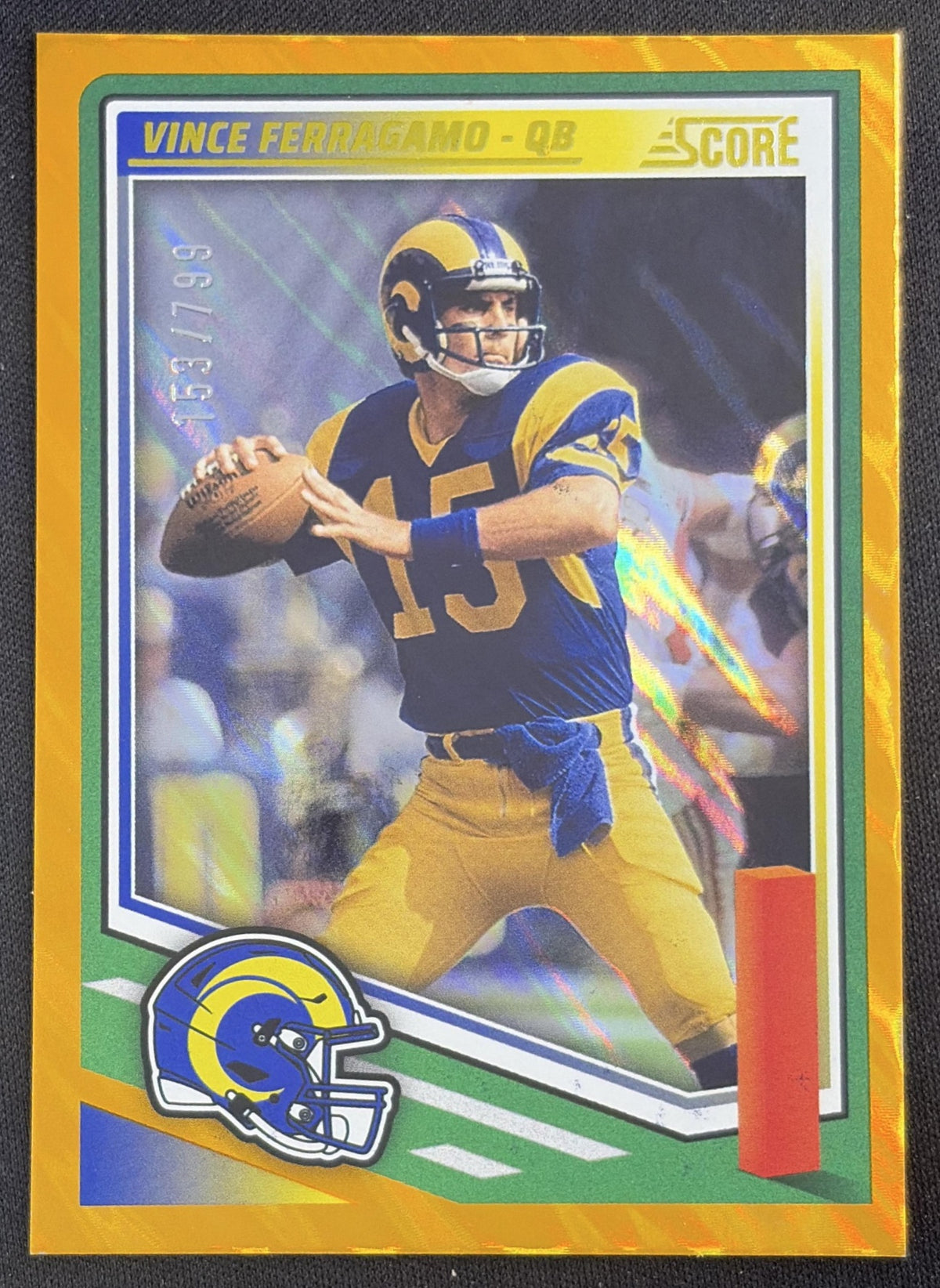 Vince Ferragamo 2025 Panini Score Lava /799 Rams Sports Trading Card