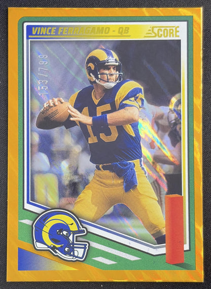 Vince Ferragamo 2025 Panini Score Lava /799 Rams Sports Trading Card