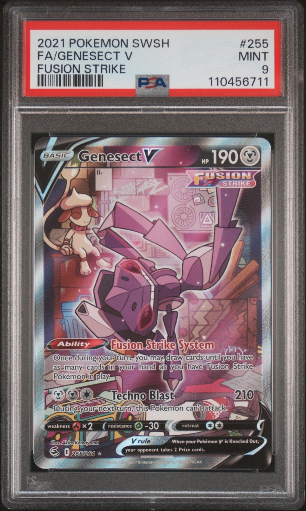 Genesect V 2021 Sword & Shield Fusion Strike PSA 9 - Front