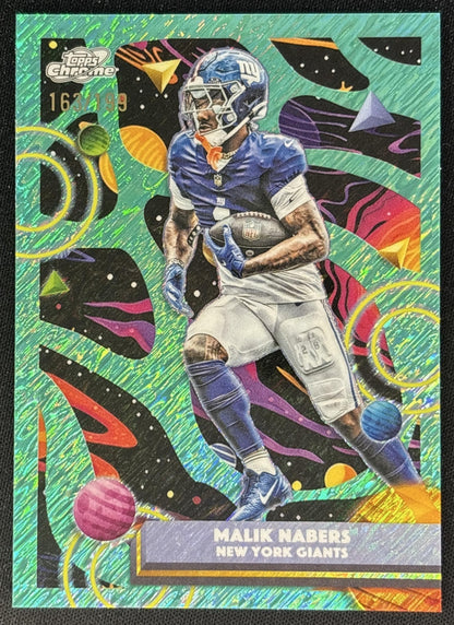 Malik Nabers 2025 Topps Cosmic Chrome Aqua Equinox Refractor /199 Giants front