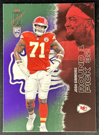 Josh Simmons 2025 Topps Signature Class Rookie Green & Purple Foil Chiefs front