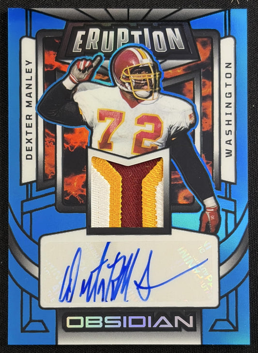 Dexter Manley 2026 Panini Obsidian Eruption Material Auto Blue /49 Redskins