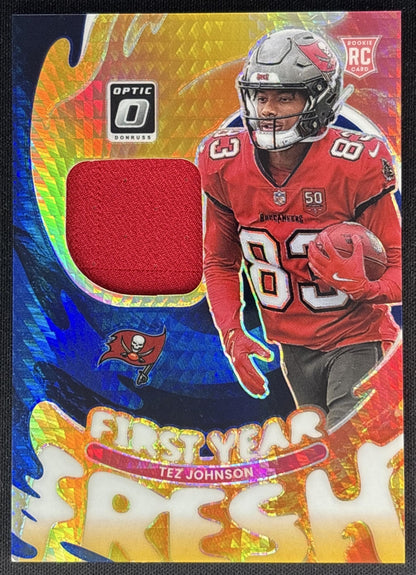 Tez Johnson 2025 Donruss Optic First Year Fresh Blue Hyper Prizm Buccaneers Default Title Sports Trading Cards