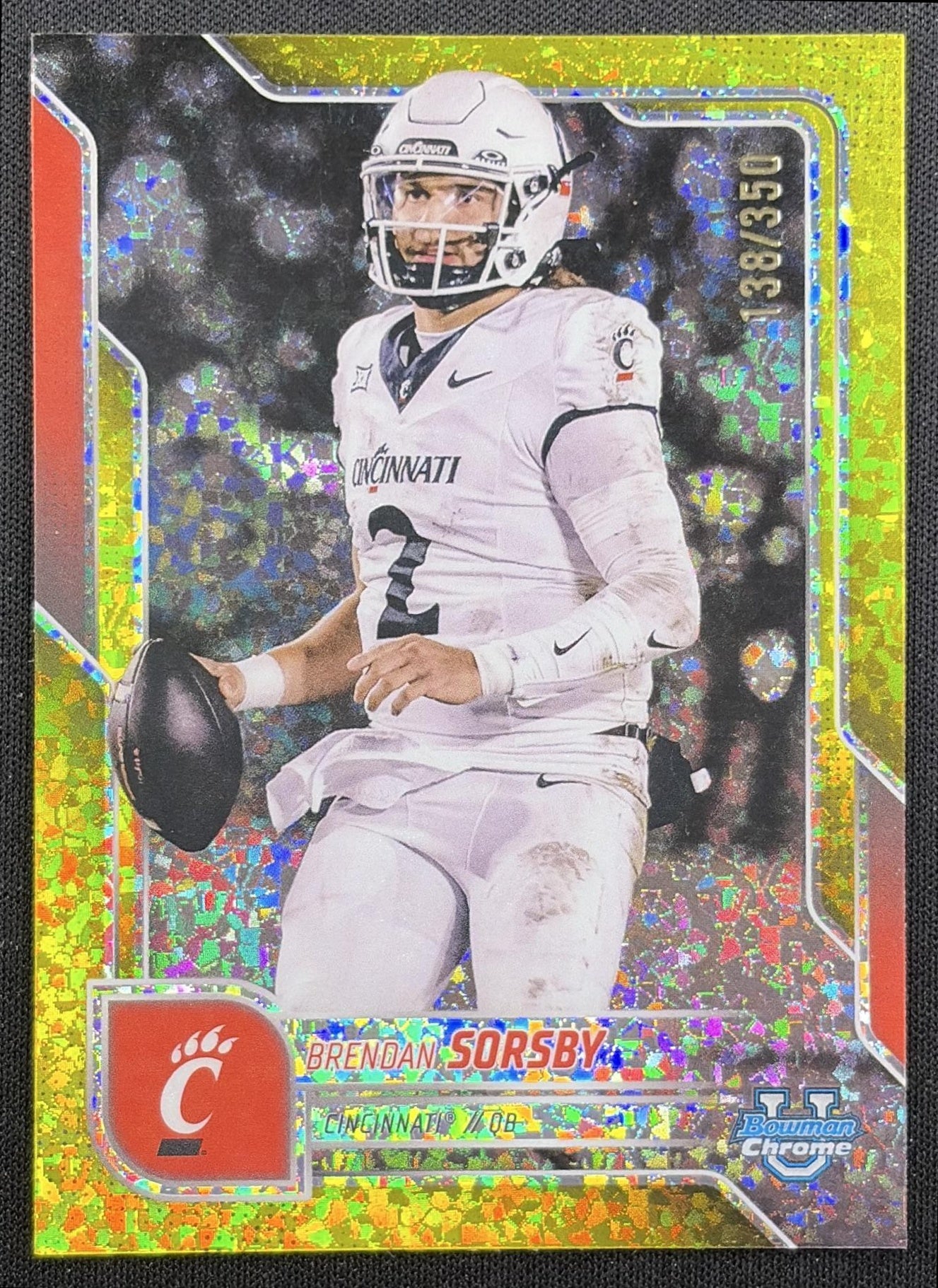 Brendan Sorsby 2025 Bowman Chrome University Prospects Yellow Mini-Diamond Refractor /350 Bearcats