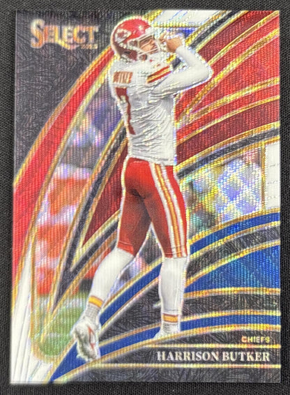 Harrison Butker 2025 Panini Select Club Level Tri-Color Prizm /249 Chiefs
