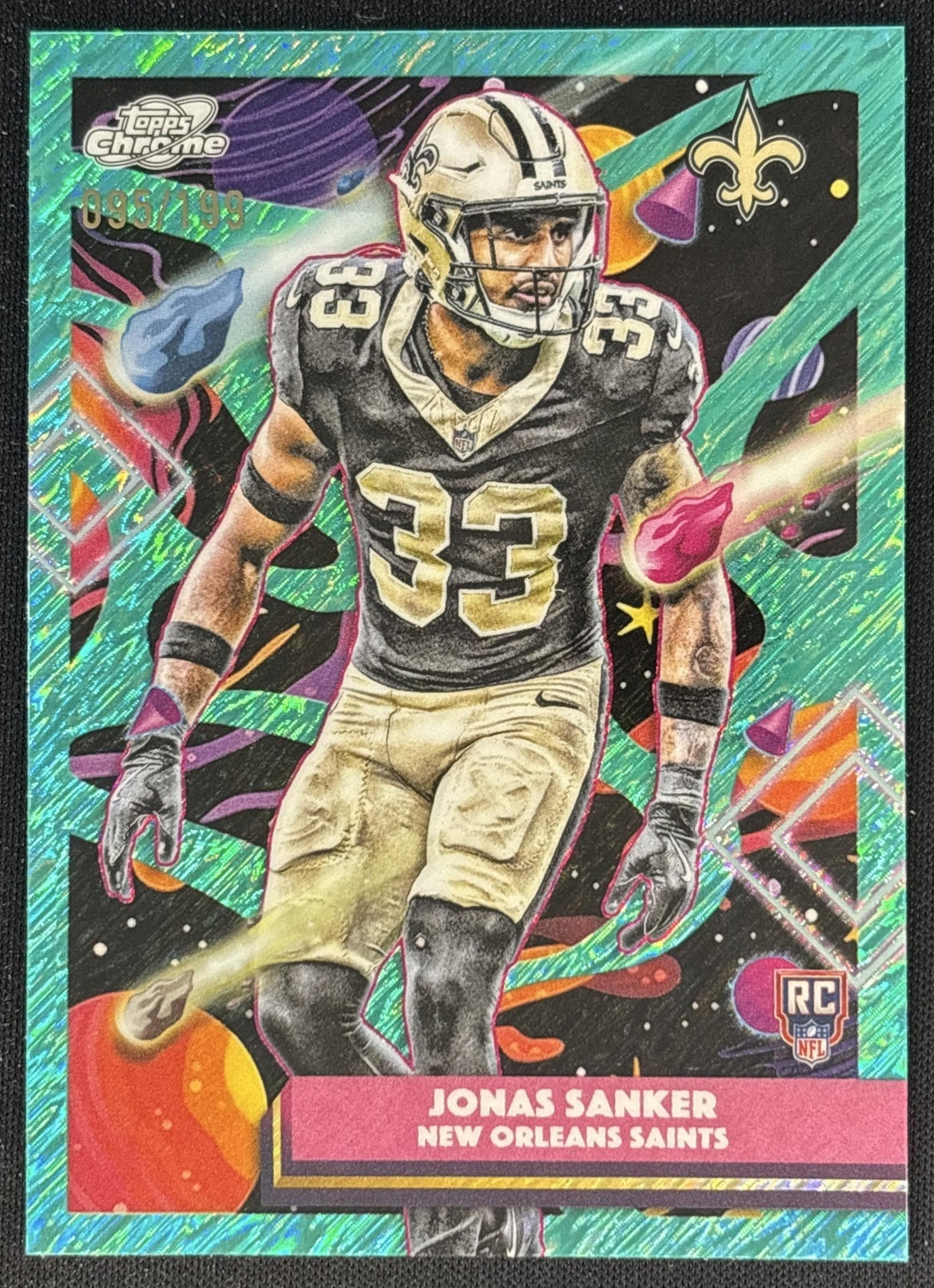 Jonas Sanker 2025 Topps Cosmic Chrome Aqua Equinox Refractor /199 Saints front
