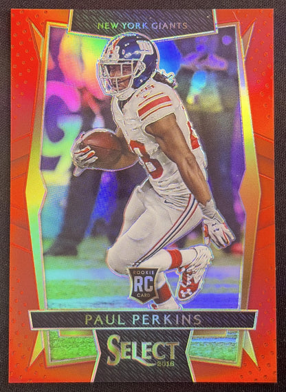 Paul Perkins 2016 Panini Select Red Prizm /99 Giants New York Giants Sports Trading Card
