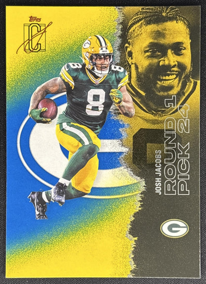 Josh Jacobs 2025 Topps Signature Class Veteran Blue & Yellow Foil Packers front