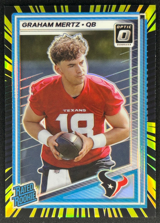 Graham Mertz 2025 Donruss Optic Rated Rookie Electricity Prizm /75 Texans front