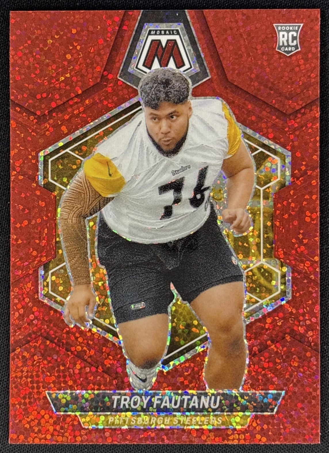 Troy Fautanu 2024 Panini Mosaic Red Sparkle Prizm Huskies Sports Trading Cards