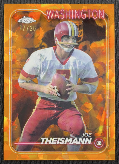 Joe Theismann 2024 Topps Chrome Sapphire Edition Orange Refractor /25 Redskins Washington Redskins