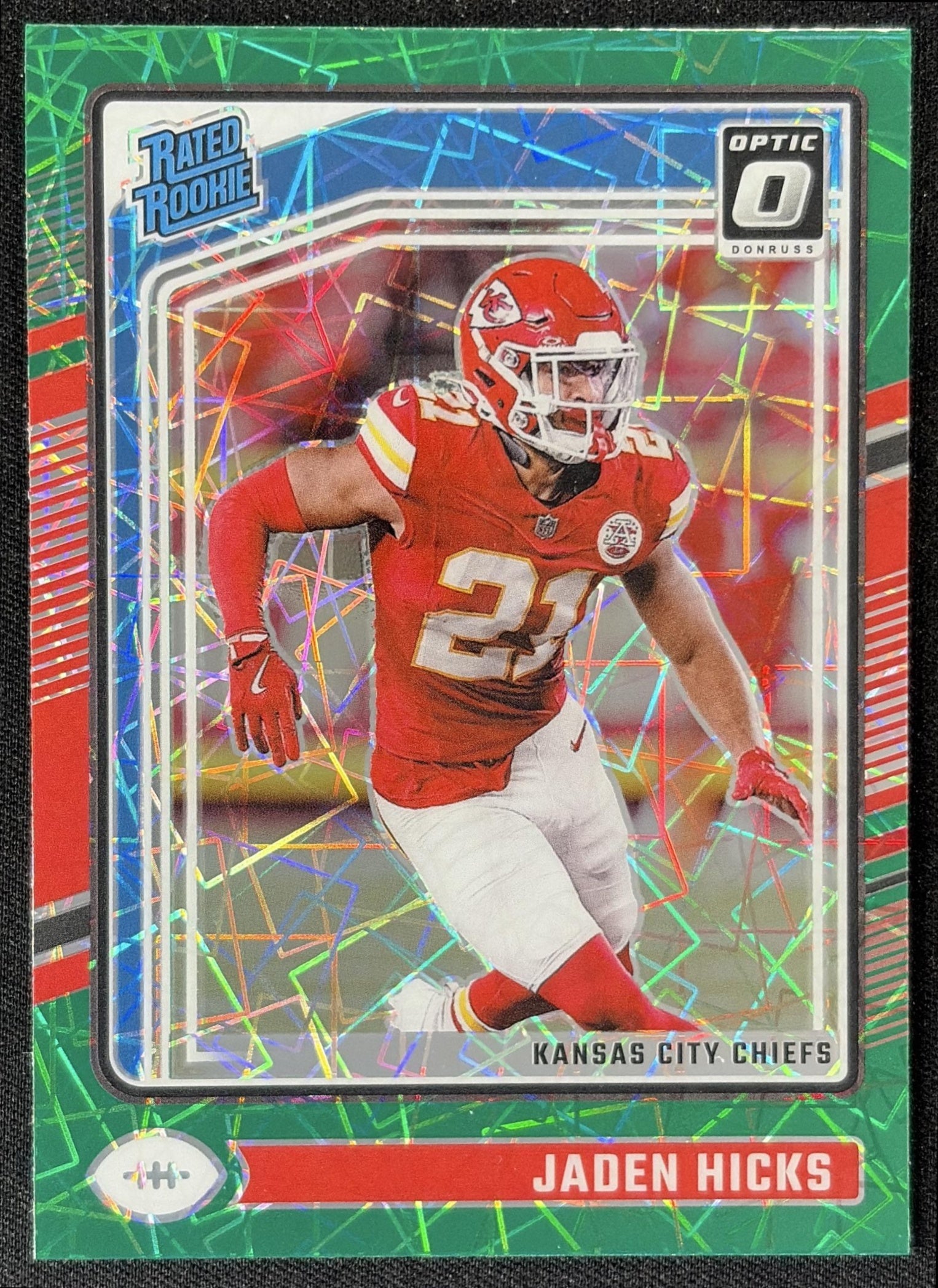 Jaden Hicks 2024 Panini Donruss Optic Green Velocity Chiefs front
