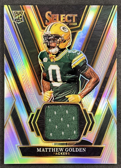 Matthew Golden 2025 Panini Select Rookie Swatches Silver Prizm /125 Packers Sports Trading Cards