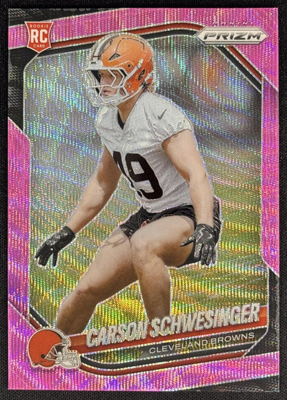 Carson Schwesinger 2025 Panini Prizm Pink Wave Browns Sports Trading Cards
