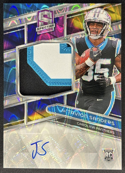 Ja Tavion Sanders 2024 Panini Spectra Rookie Patch Auto Supernova /70 Panthers