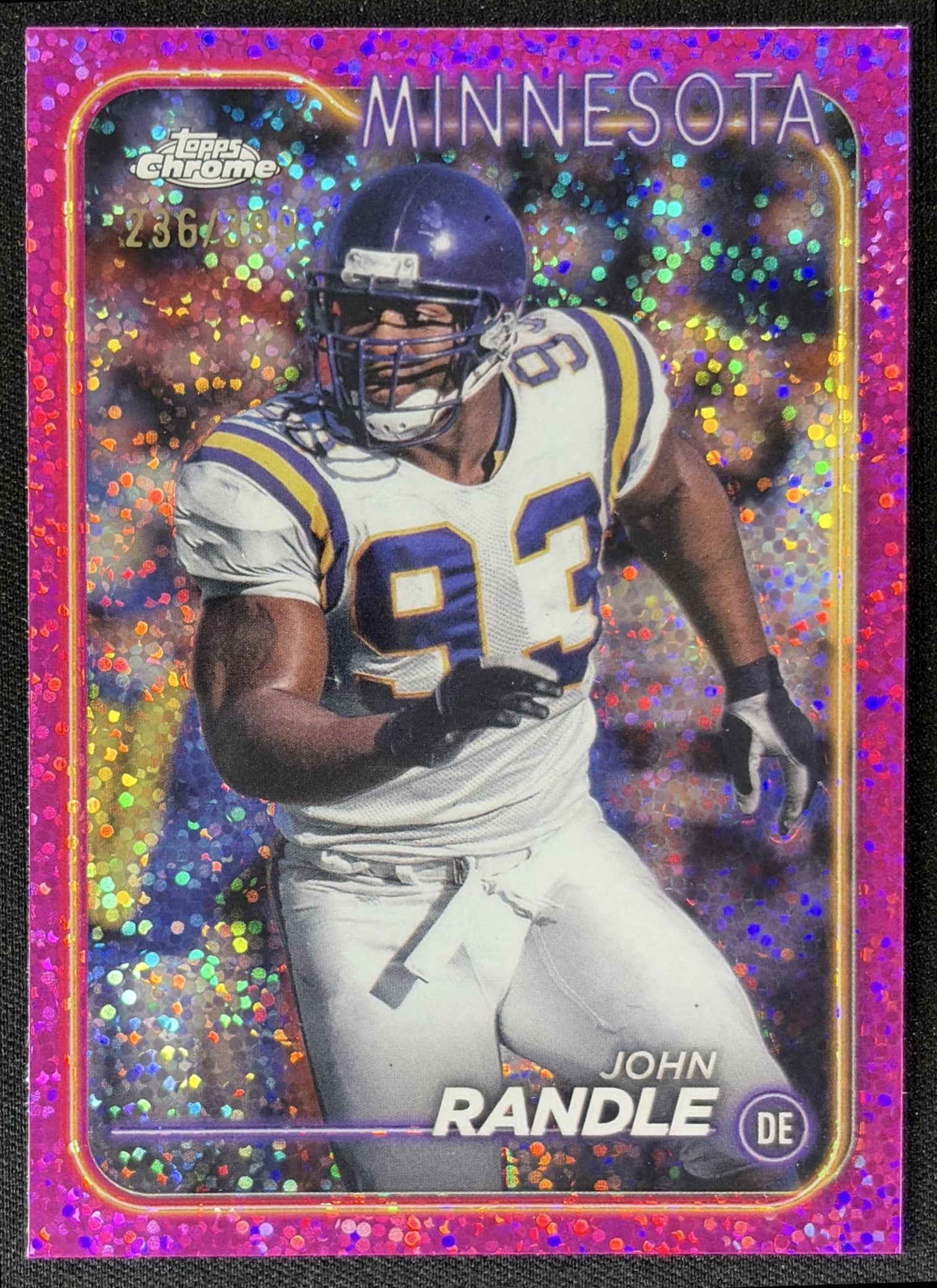 John Randle 2024 Topps Chrome Magenta Speckle Refractor /399 Vikings