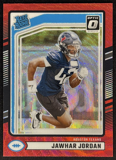 Jawhar Jordan 2024 Panini Donruss Optic Rated Rookie Preview Red Wave Texans Sports Trading Cards