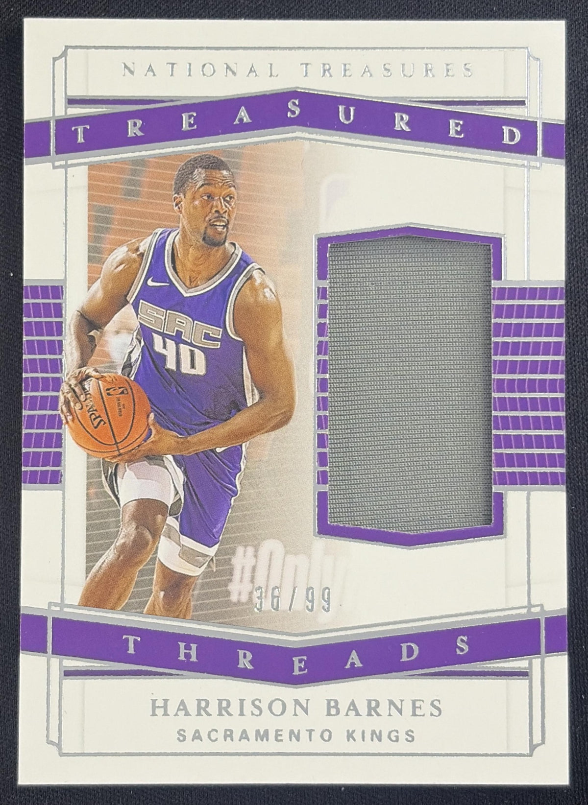 Harrison Barnes 2020 Panini National Treasures Treasured Threads /99 Kings Sacramento Kings Sports Trading Card