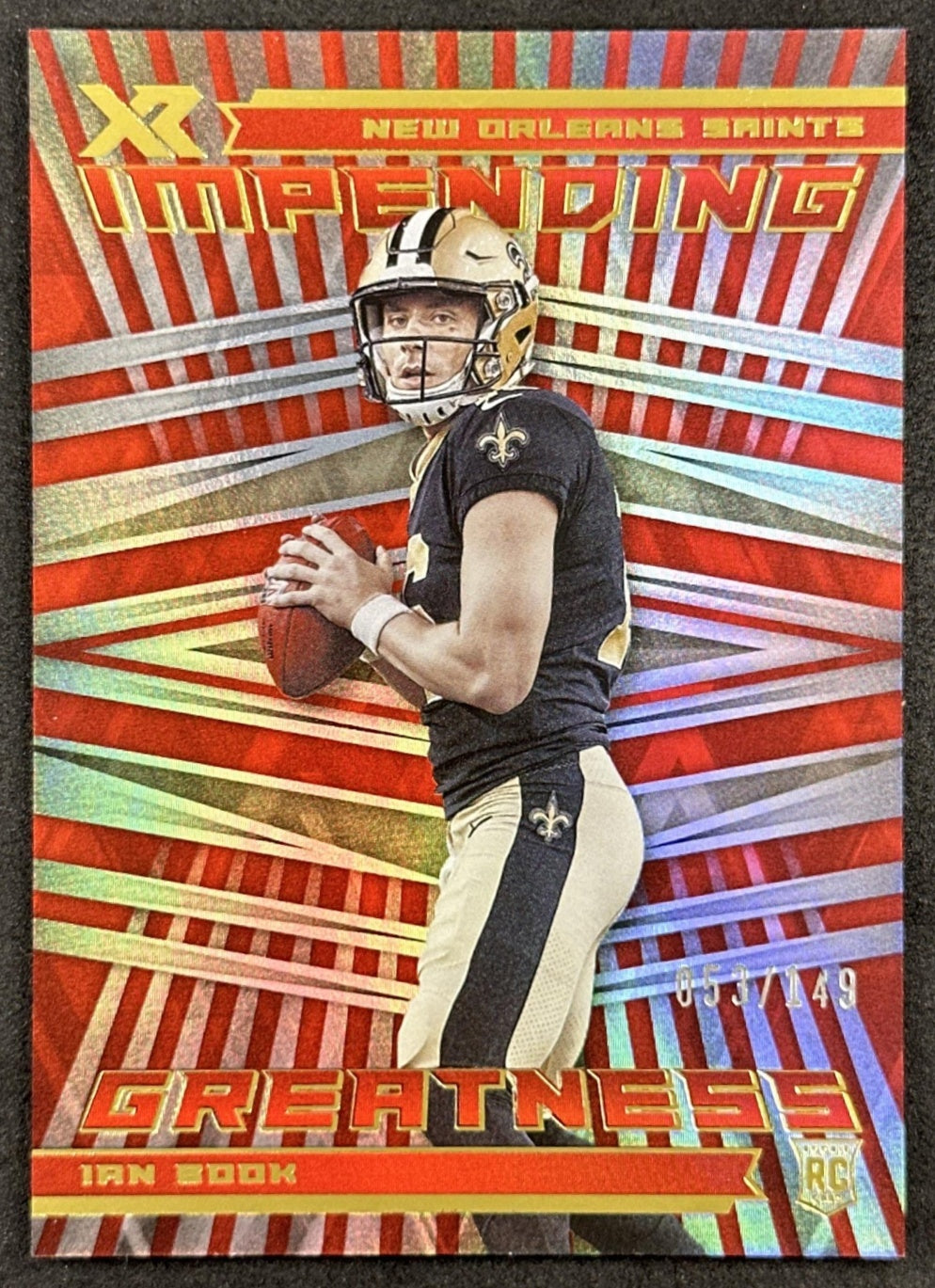 Ian Book 2021 Panini XR Impending Greatness Red /149 Saints front