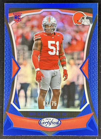 Michael Hall Jr. 2024 Certified /75 Rookie Browns front