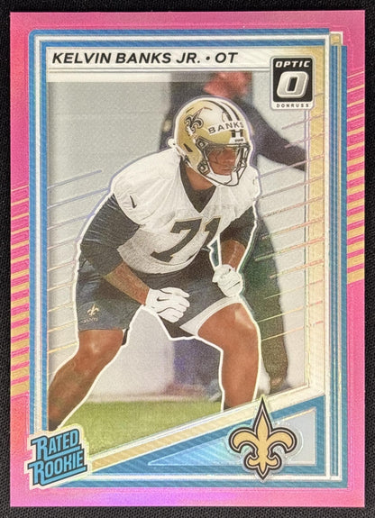Kelvin Banks Jr. 2025 Panini Donruss Optic Rated Rookie Preview Pink Saints - Front