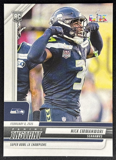 Nick Emmanwori 2026 Panini Instant Super Bowl LIX Champions Seattle Seahawks Sports Trading Cards
