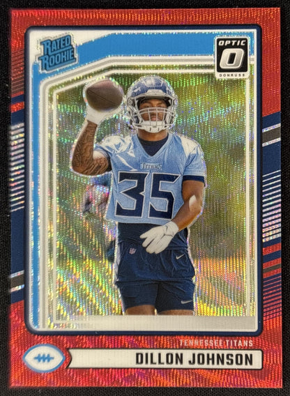 Dillon Johnson 2024 Panini Donruss Optic Rated Rookie Preview Red Wave Titans