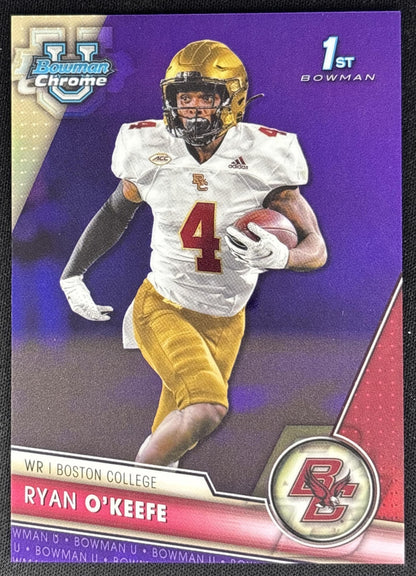 Ryan O'Keefe 2023 Bowman University Chrome Purple Refractor /399 Eagles front