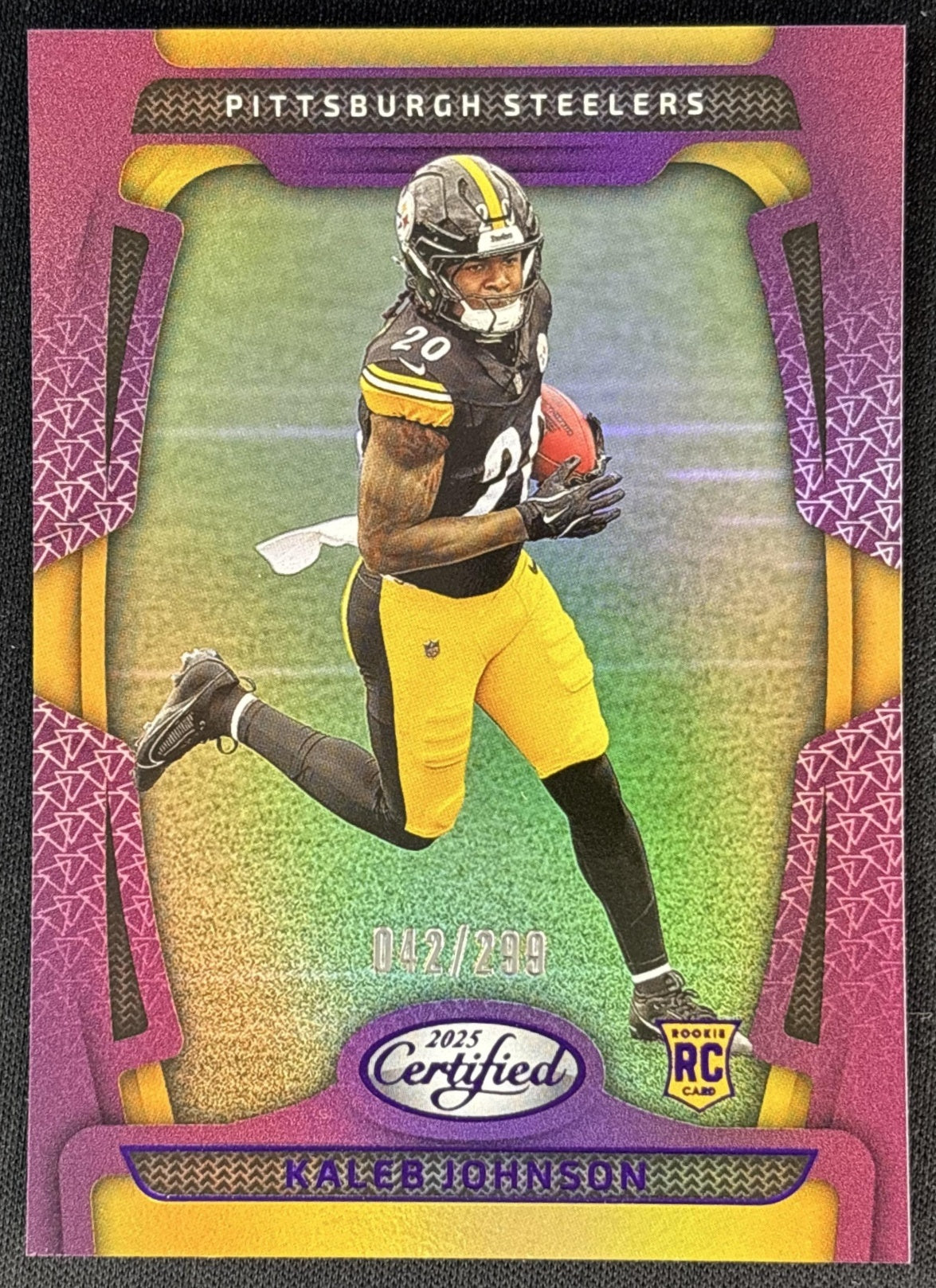 Kaleb Johnson 2025 Panini Certified Rookies Mirror Purple /299