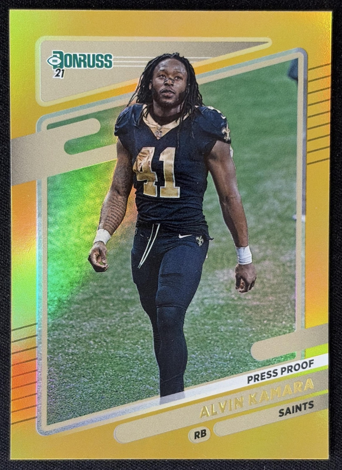 Alvin Kamara 2021 Panini Donruss Press Proof Premium Saints - New Orleans Saints