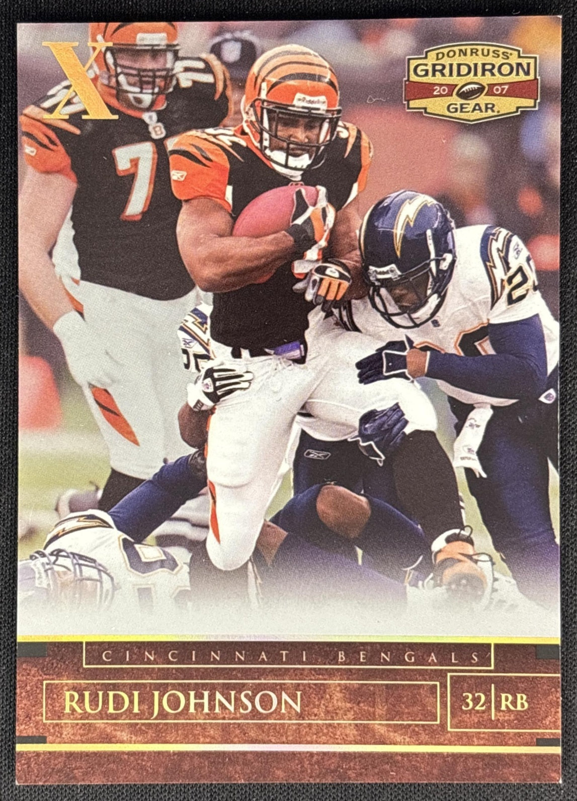 Rudi Johnson 2007 Donruss Gridiron Gear Gold Holofoil X's /100 Bengals