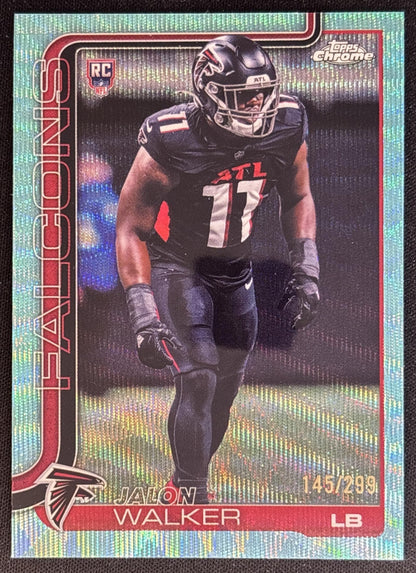 Jalon Walker 2025 Topps Chrome Rookie Teal Wave Refractor /299 Falcons Default Title Football