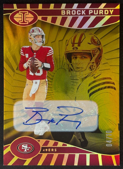 *Minor Damage* Brock Purdy 2024 Panini Illusions Trophy Collection Signatures Gold /10 49ers Sports Trading Cards