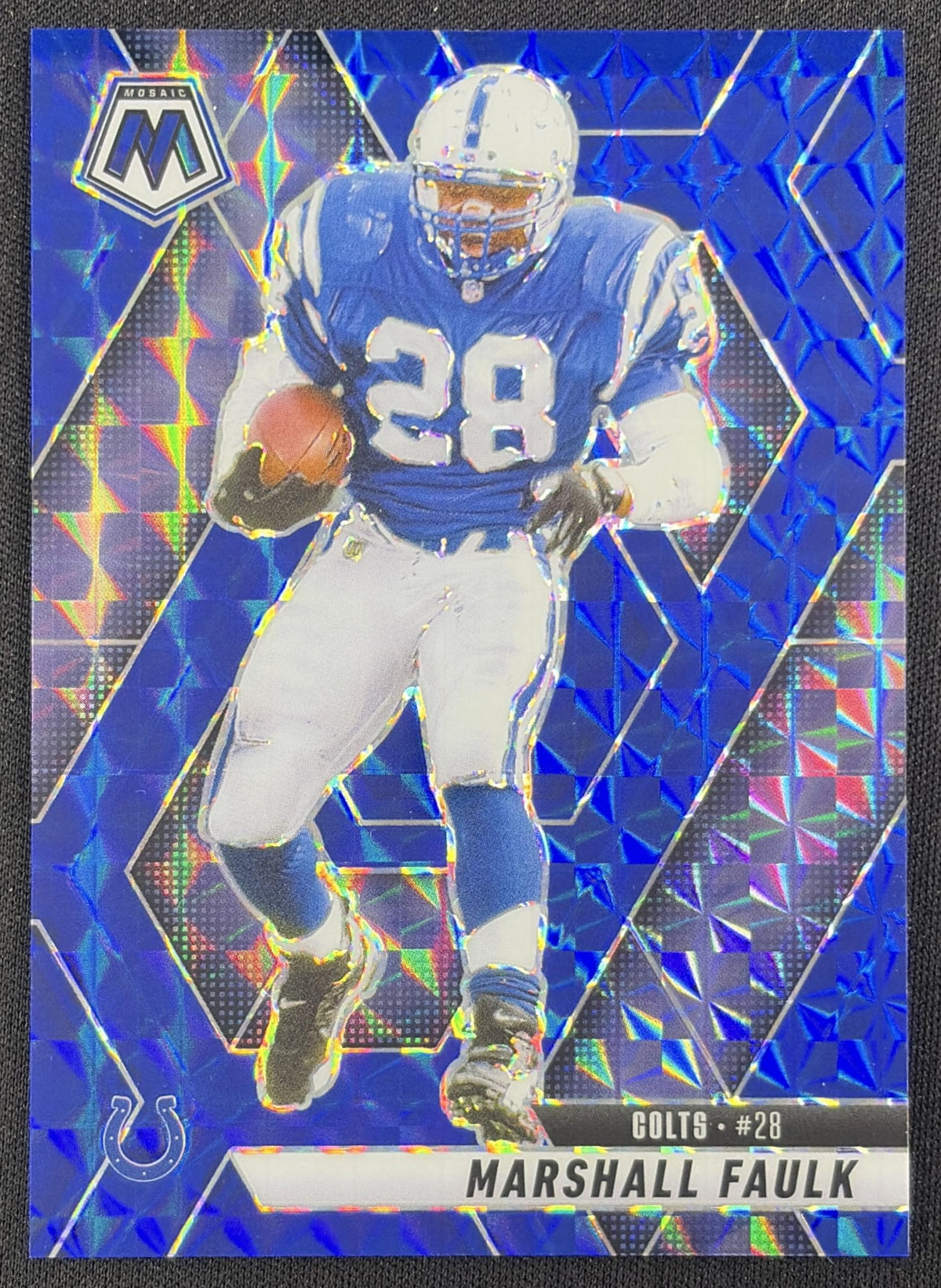 Marshall Faulk 2025 Panini Mosaic Blue Prizm /99 Indianapolis Colts