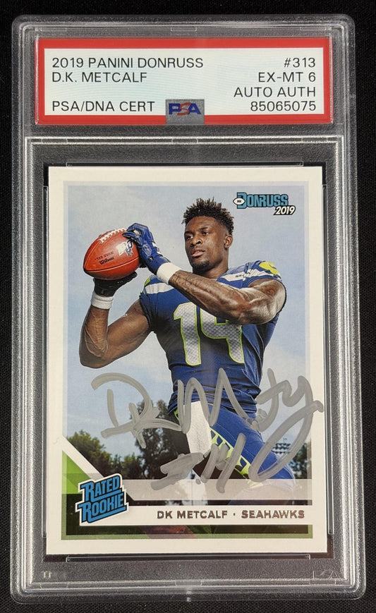 DK Metcalf 2019 Panini Donruss Auto Authentic PSA 6 Seahawks Sports Trading Card
