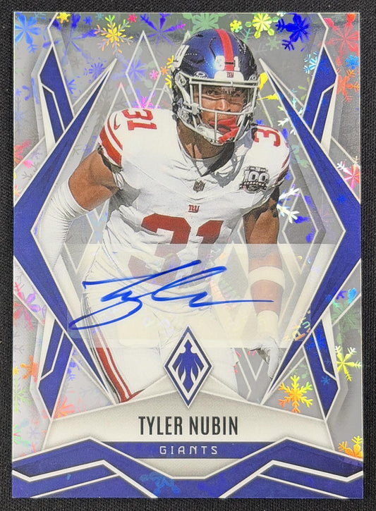 Tyler Nubin 2025 Panini Phoenix Auto Winter Prizm /35 Giants front