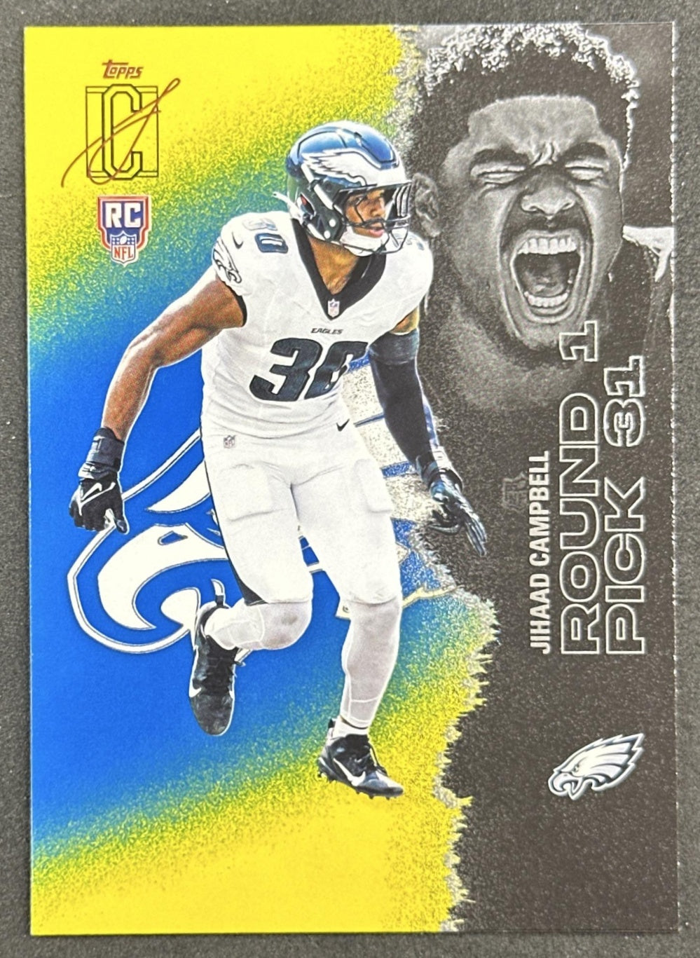 Jihaad Campbell 2025 Topps Signature Class Rookie Blue & Yellow Foil Eagles