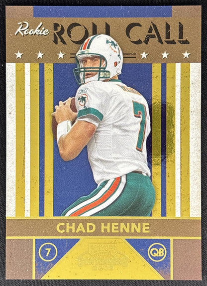 Chad Henne 2008 Playoff Contenders Rookie Roll Call Gold /100 Dolphins front