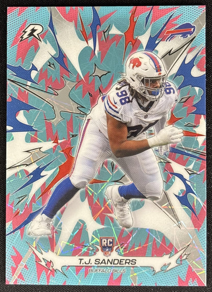 T.J. Sanders 2025 Topps Resurgence Sky Blue and Pink Shock Refractor Bills