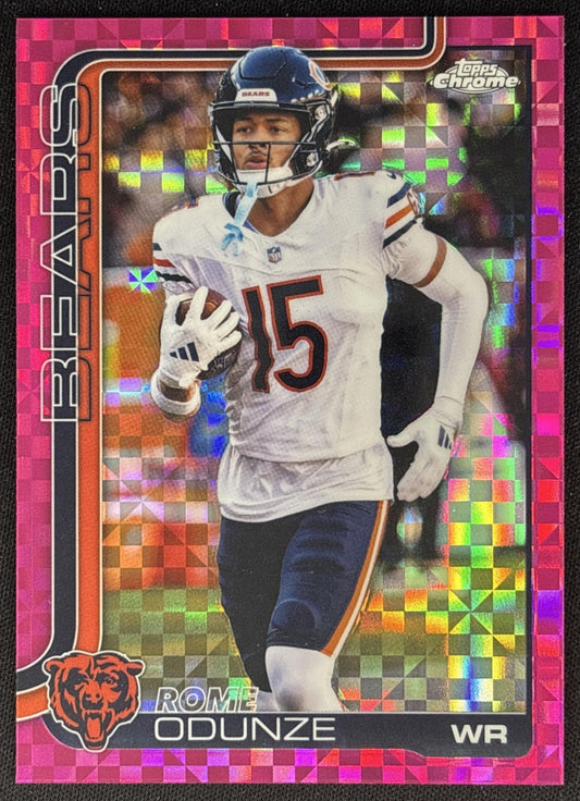 Rome Odunze 2025 Topps Chrome Hot Pink X-Fractor Bears