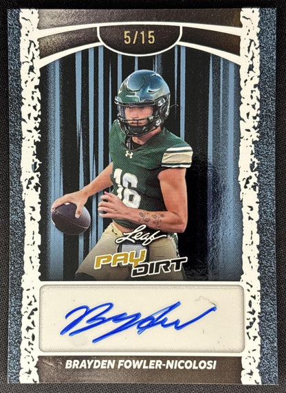 Brayden Fowler-Nicolosi 2026 Leaf Paydirt Auto Platinum /15 front