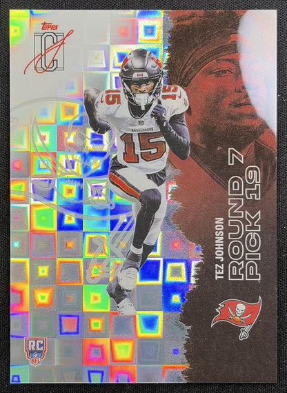Tez Johnson 2025 Topps Signature Class Chrome Rookie Pandora Refractor Buccaneers