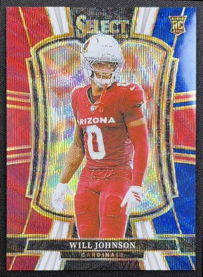 Will Johnson 2025 Panini Select Premier Level Tri-Color Prizm /299 Cardinals