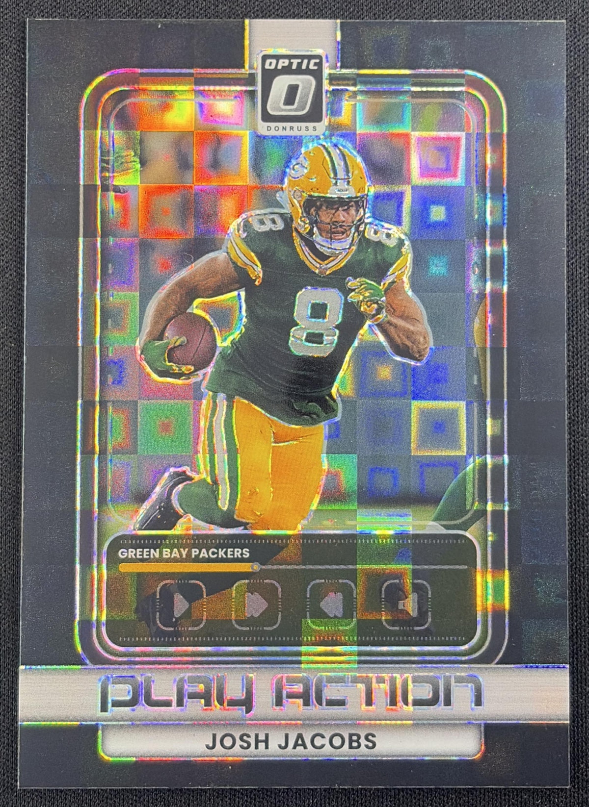 Josh Jacobs 2025 Panini Donruss Optic Play Action Black Pandora Prizm /149 Packers