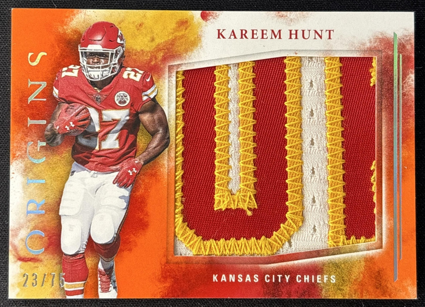 Kareem Hunt 2017 Panini Origins Rookie Jumbo Jerseys Orange /75 Chiefs Sports Trading Cards