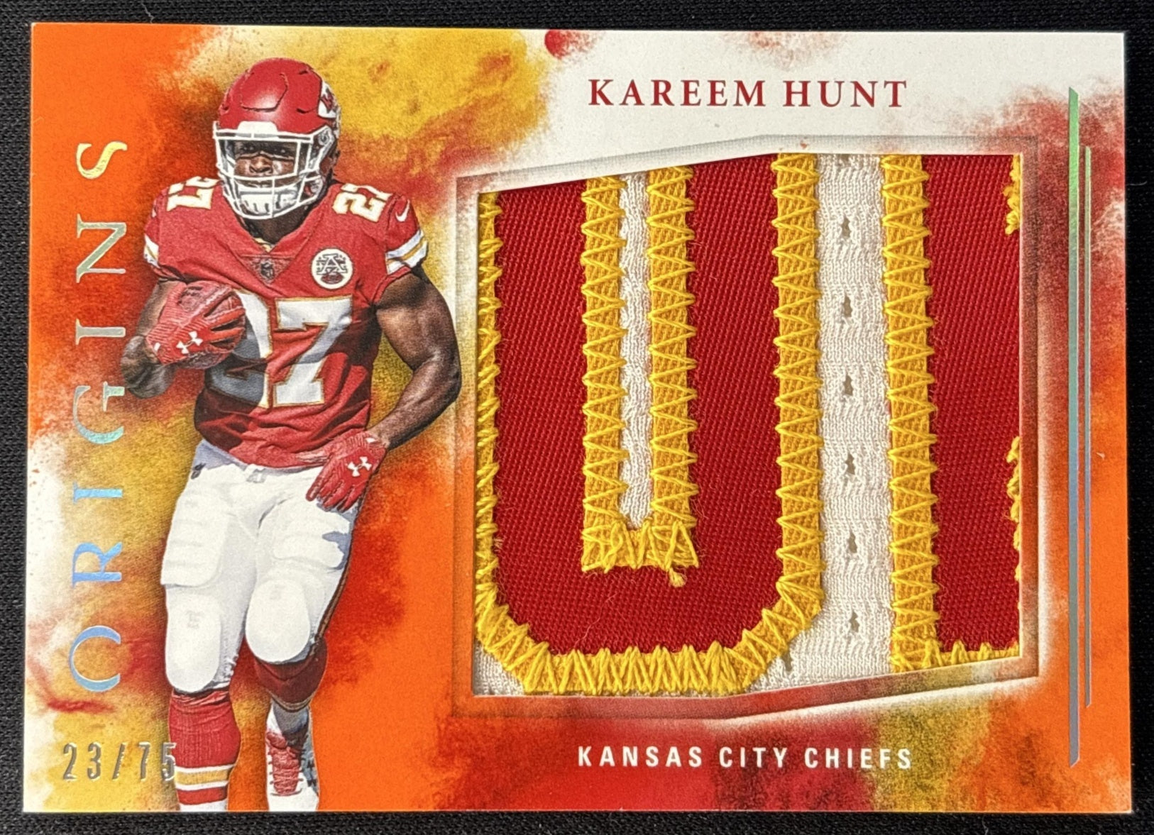 Kareem Hunt 2017 Panini Origins Rookie Jumbo Jerseys Orange /75 Chiefs Sports Trading Cards