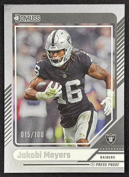 Jakobi Meyers 2024 Panini Donruss Press Proof Silver /100 Raiders Sports Trading Card