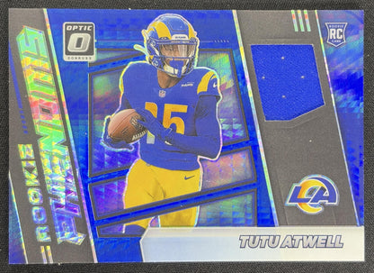 Tutu Atwell 2021 Panini Donruss Optic Rookie Phenoms Horizontal Blue Hyper Rams Sports Trading Card